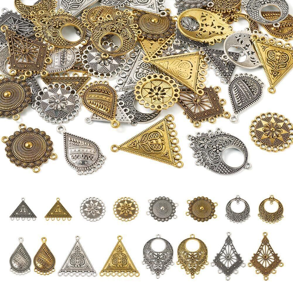 9223 64Pcs Tibetan Style Alloy Chandelier Component Links Antique Golden